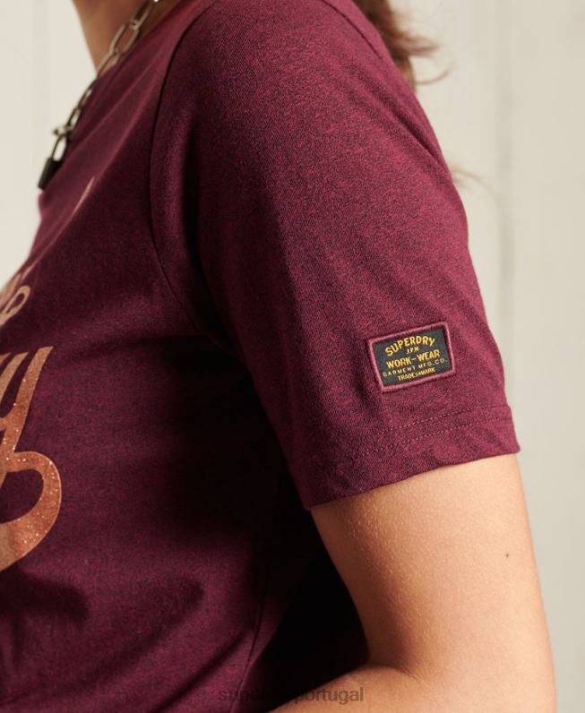 camiseta com brilho mulheres vermelho roupas Superdry 2208H2818