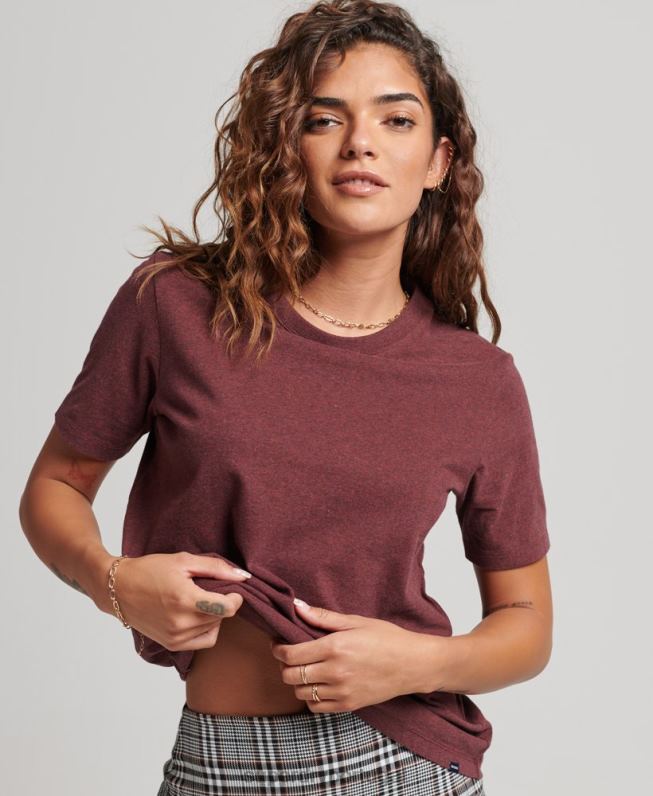 camiseta com logo essencial de algodão orgânico mulheres vermelho roupas Superdry 2208H6288