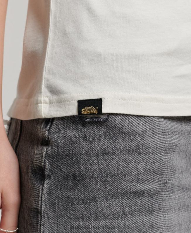 camiseta com pôster lo-fi mulheres branco roupas Superdry 2208H2717