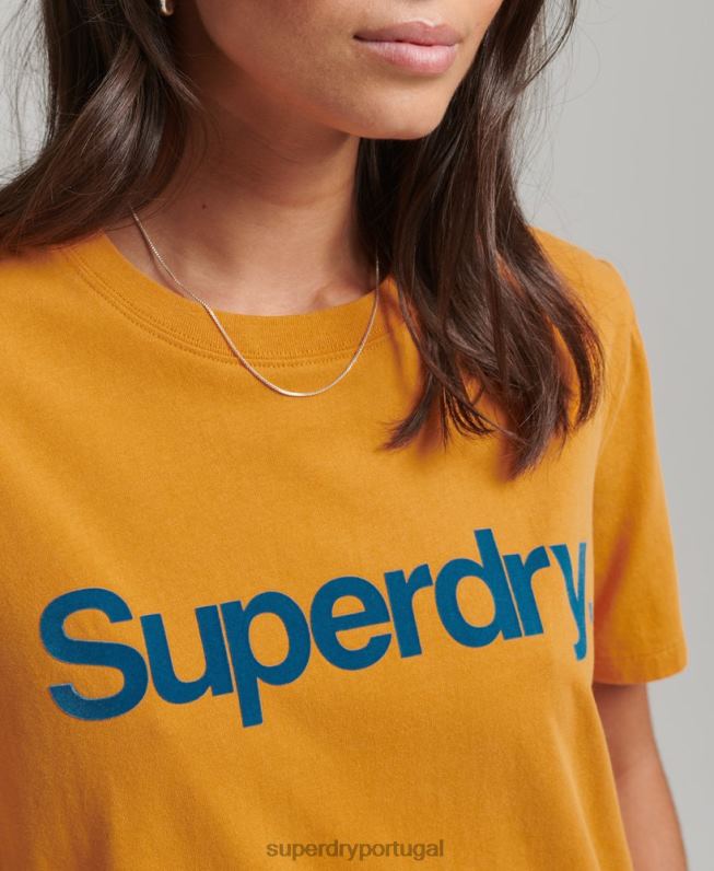 camiseta core logo anos 80 mulheres ouro roupas Superdry 2208H2748