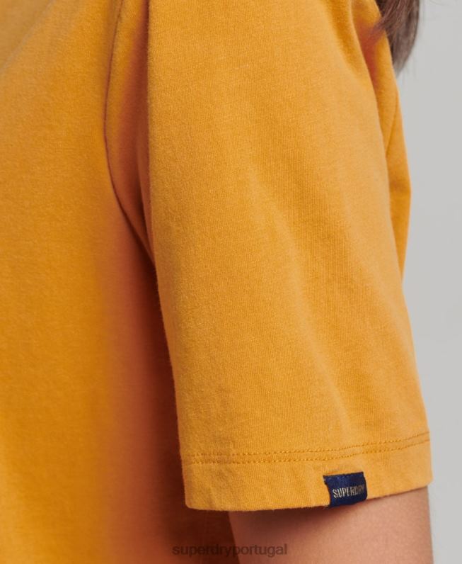 camiseta core logo anos 80 mulheres ouro roupas Superdry 2208H2748