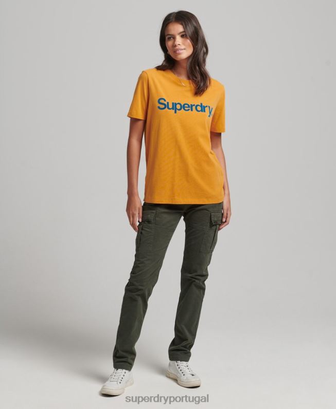 camiseta core logo anos 80 mulheres ouro roupas Superdry 2208H2748
