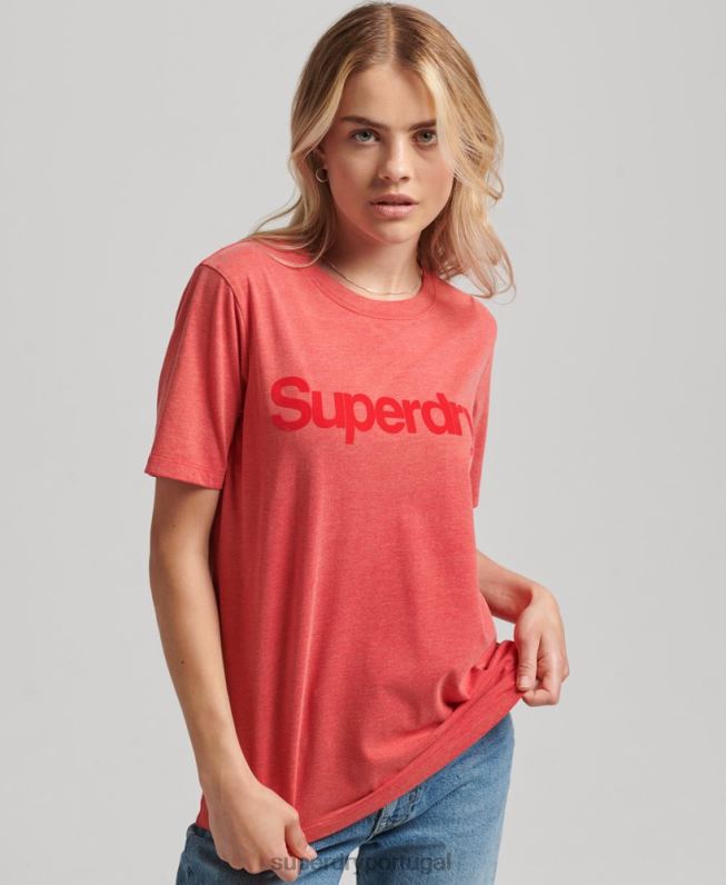 camiseta core logo anos 80 mulheres vermelho roupas Superdry 2208H2669