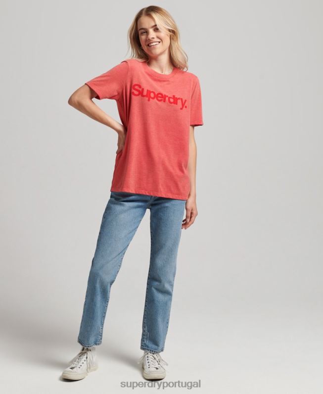 camiseta core logo anos 80 mulheres vermelho roupas Superdry 2208H2669