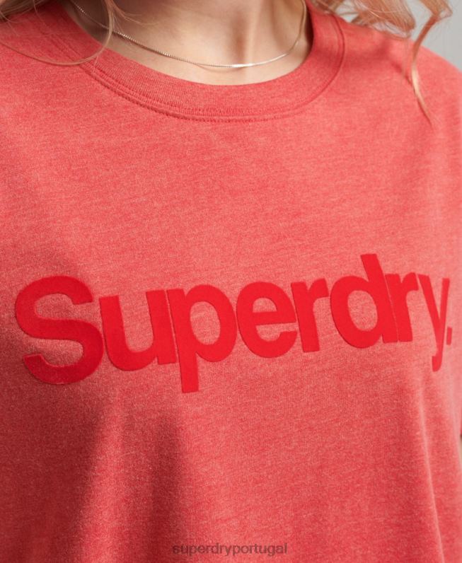 camiseta core logo anos 80 mulheres vermelho roupas Superdry 2208H2669