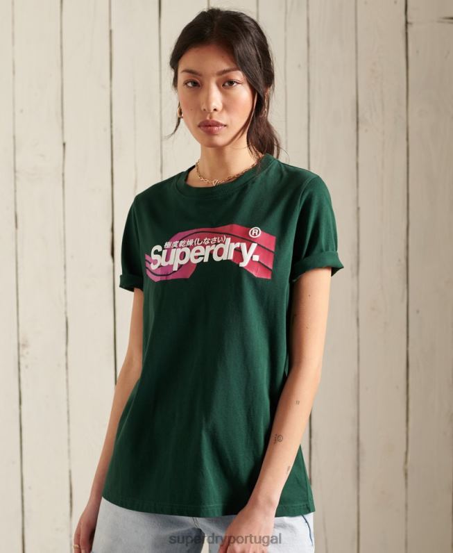 camiseta core logo cali mulheres turquesa roupas Superdry 2208H6253