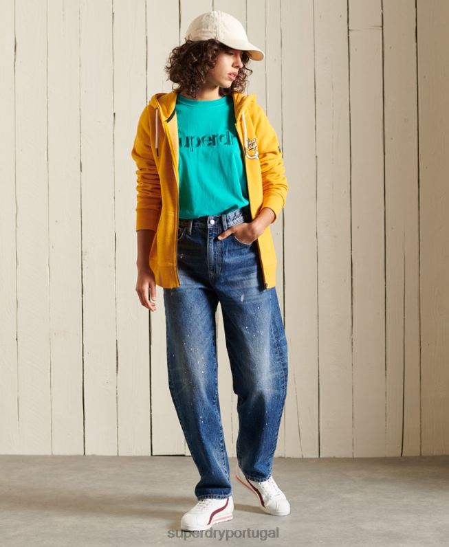 camiseta core logo source mulheres verde roupas Superdry 2208H6303