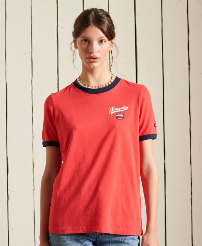 camiseta da faculdade estilo script mulheres vermelho roupas Superdry 2208H2857