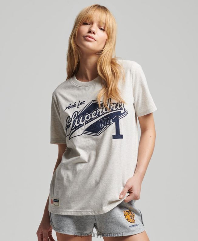 camiseta da faculdade estilo script vintage mulheres creme roupas Superdry 2208H6212