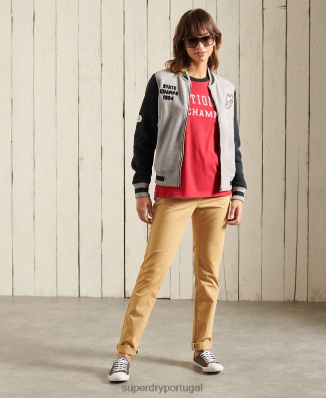 camiseta da ivy league colegial mulheres vermelho roupas Superdry 2208H2850