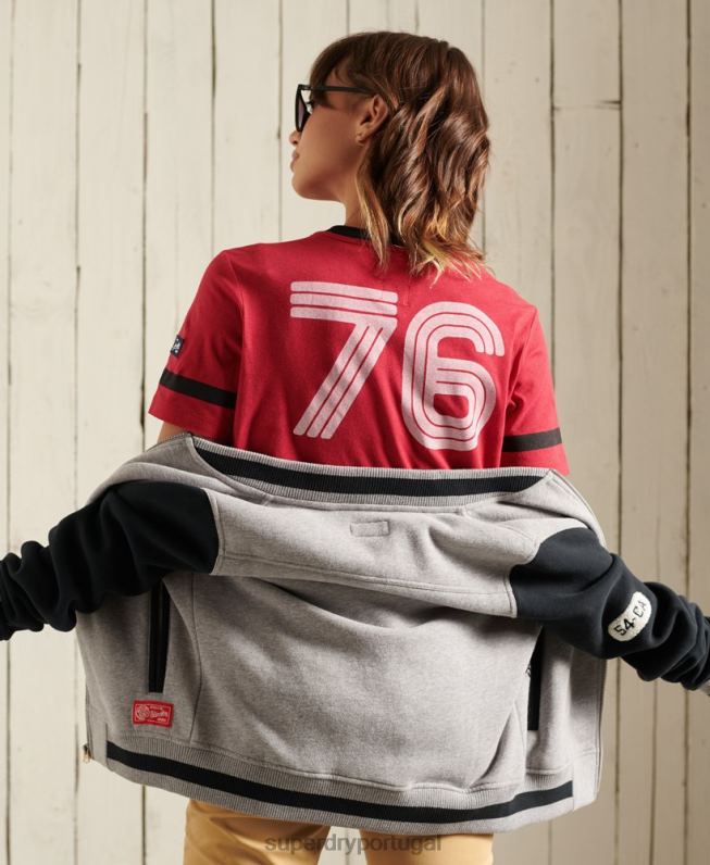 camiseta da ivy league colegial mulheres vermelho roupas Superdry 2208H2850