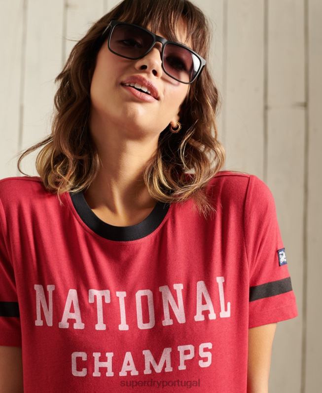 camiseta da ivy league colegial mulheres vermelho roupas Superdry 2208H2850