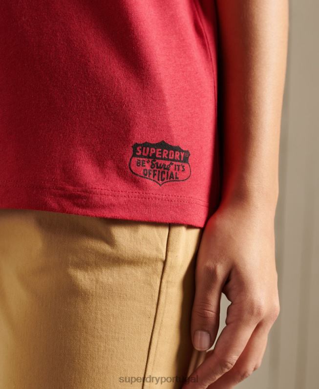 camiseta da ivy league colegial mulheres vermelho roupas Superdry 2208H2850