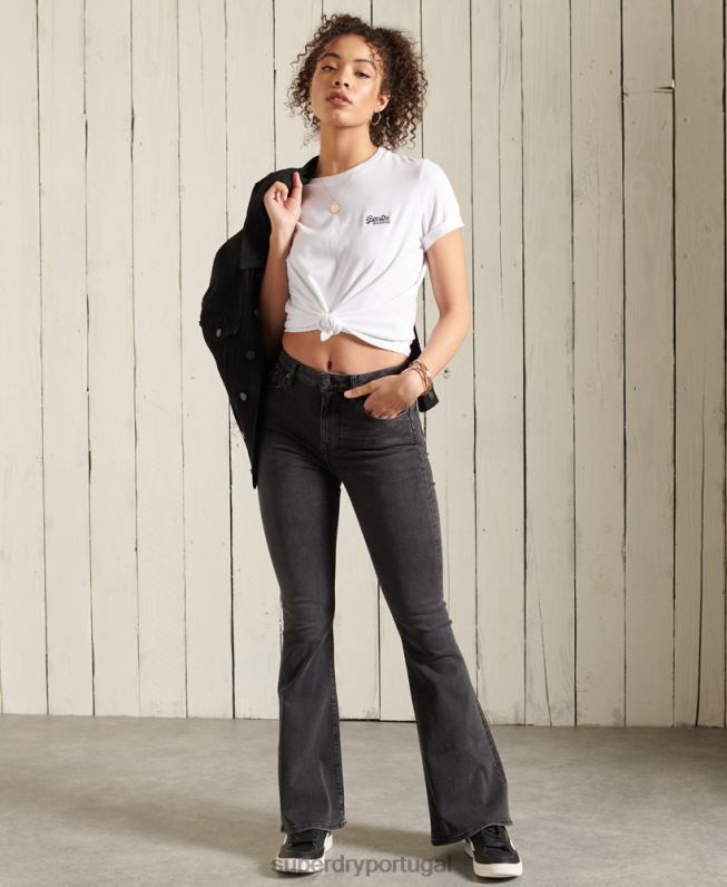 camiseta de algodão orgânico mulheres branco roupas Superdry 2208H2847