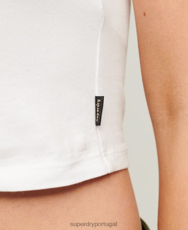 camiseta de bebê de beisebol cortada mulheres branco roupas Superdry 2208H2152