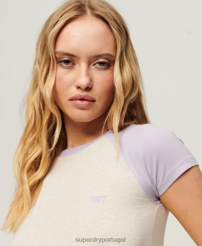 camiseta de bebê de beisebol mulheres creme roupas Superdry 2208H2096