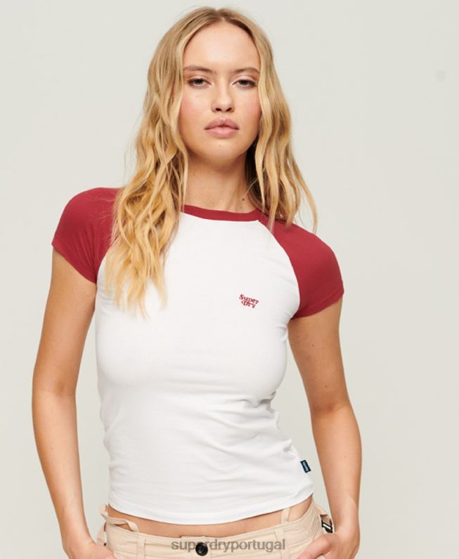 camiseta de bebê de beisebol mulheres vermelho roupas Superdry 2208H2278