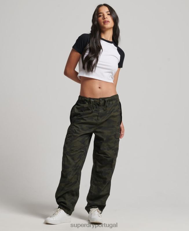 camiseta de beisebol cortada de algodão orgânico mulheres branco roupas Superdry 2208H6290