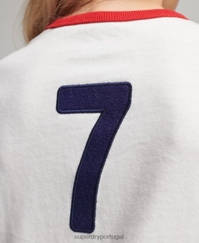 camiseta de boné de futebol da inglaterra mulheres branco roupas Superdry x Ringspun 2208H2751