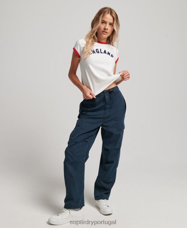 camiseta de boné de futebol da inglaterra mulheres branco roupas Superdry x Ringspun 2208H2751