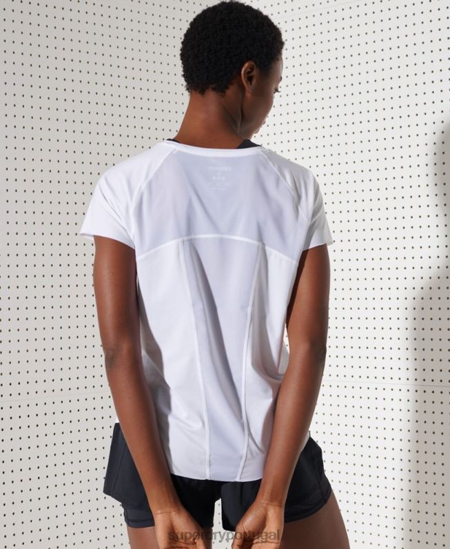 camiseta de corrida grátis mulheres branco roupas Superdry 2208H2844