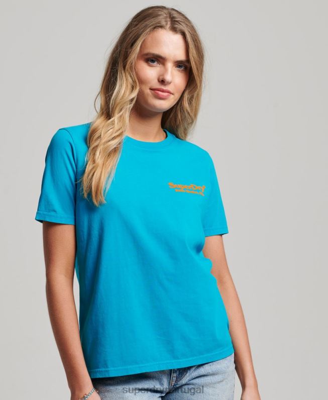 camiseta de evento vintage mulheres azul roupas Superdry 2208H2255