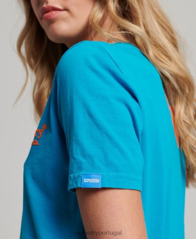 camiseta de evento vintage mulheres azul roupas Superdry 2208H2255