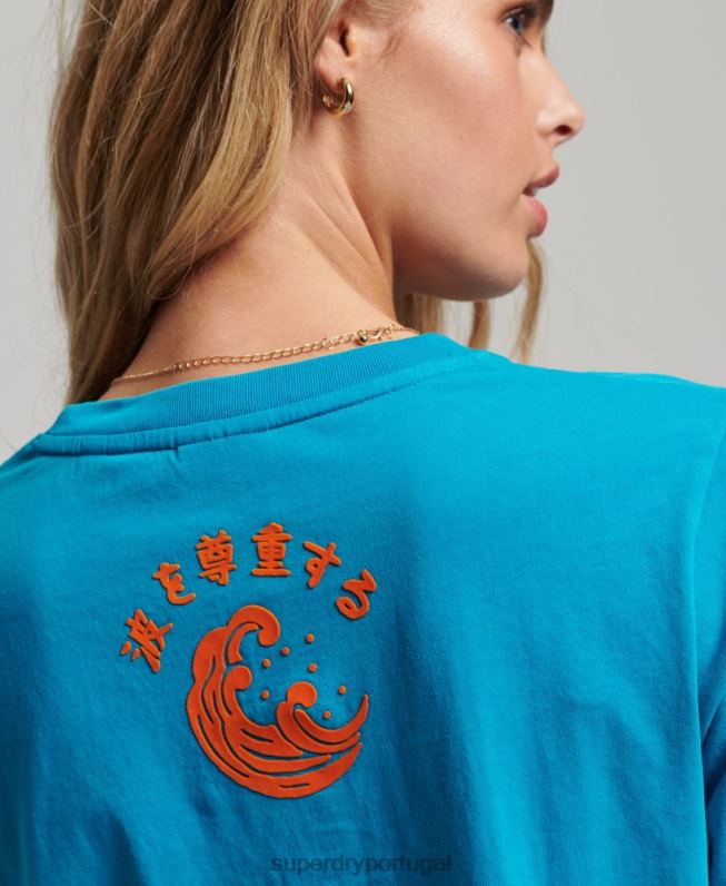 camiseta de evento vintage mulheres azul roupas Superdry 2208H2255