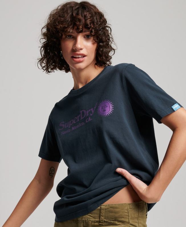 camiseta de evento vintage mulheres marinha roupas Superdry 2208H2196