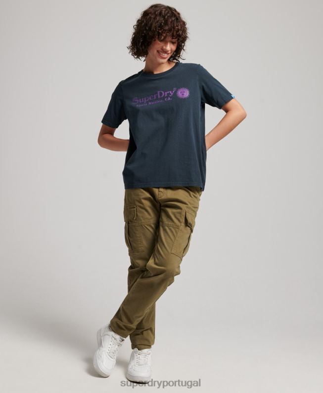 camiseta de evento vintage mulheres marinha roupas Superdry 2208H2196