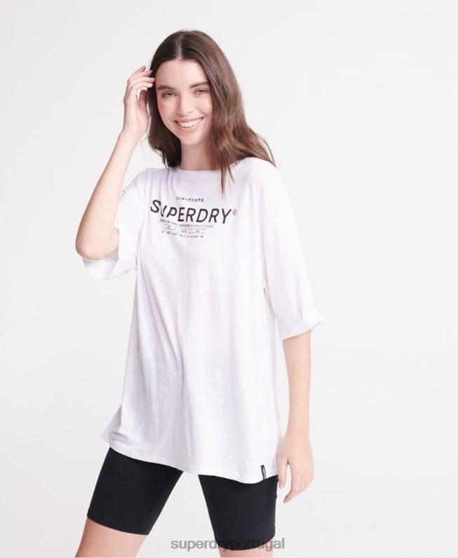 camiseta de linho do deserto mulheres branco roupas Superdry 2208H2839