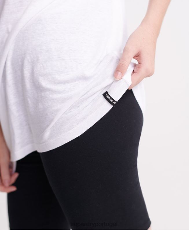 camiseta de linho do deserto mulheres branco roupas Superdry 2208H2839