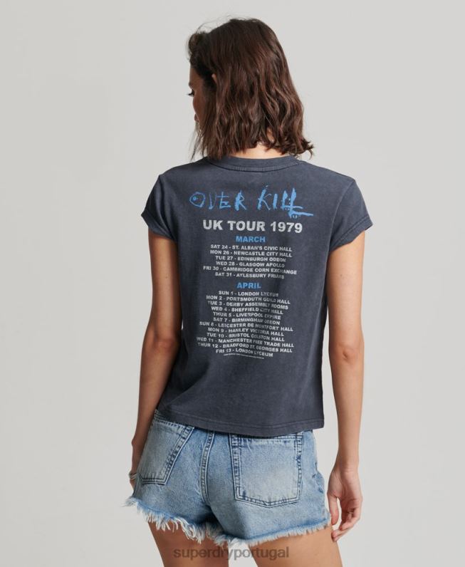 camiseta de manga curta motorhead mulheres preto roupas Superdry 2208H2642