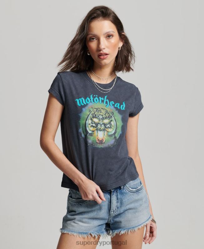 camiseta de manga curta motorhead mulheres preto roupas Superdry 2208H2642