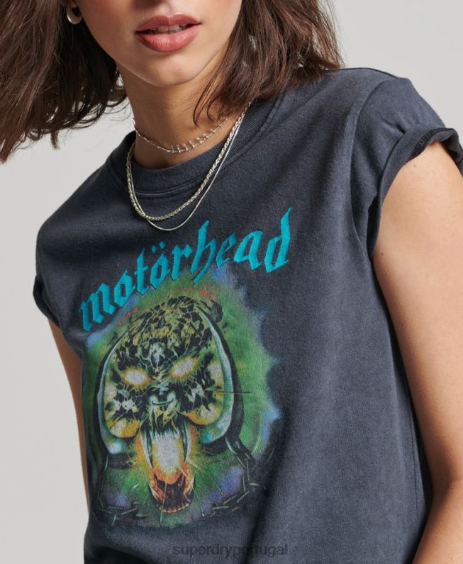 camiseta de manga curta motorhead mulheres preto roupas Superdry 2208H2642
