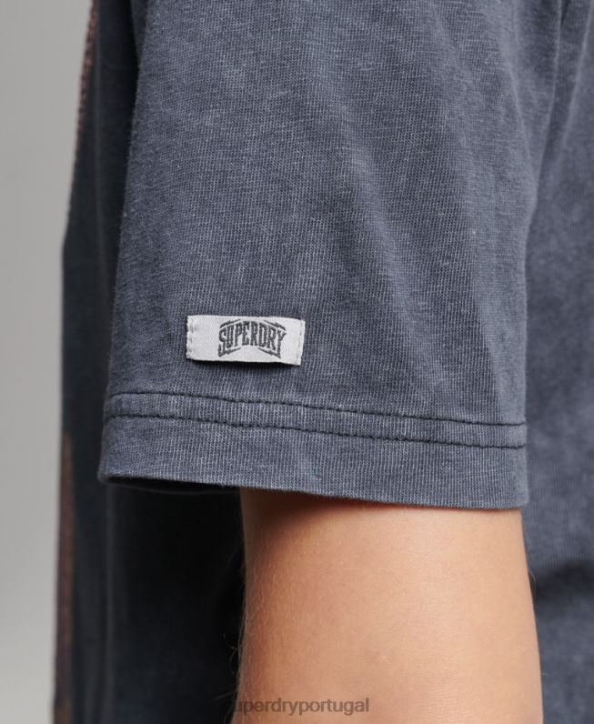 camiseta de marca de metal mulheres preto roupas Superdry 2208H6248