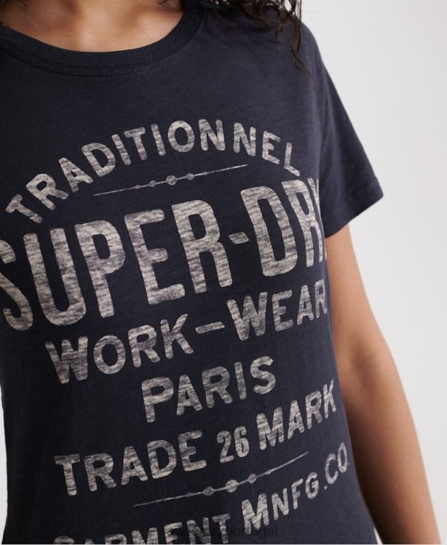 camiseta de trabalho mulheres marinha roupas Superdry 2208H2863