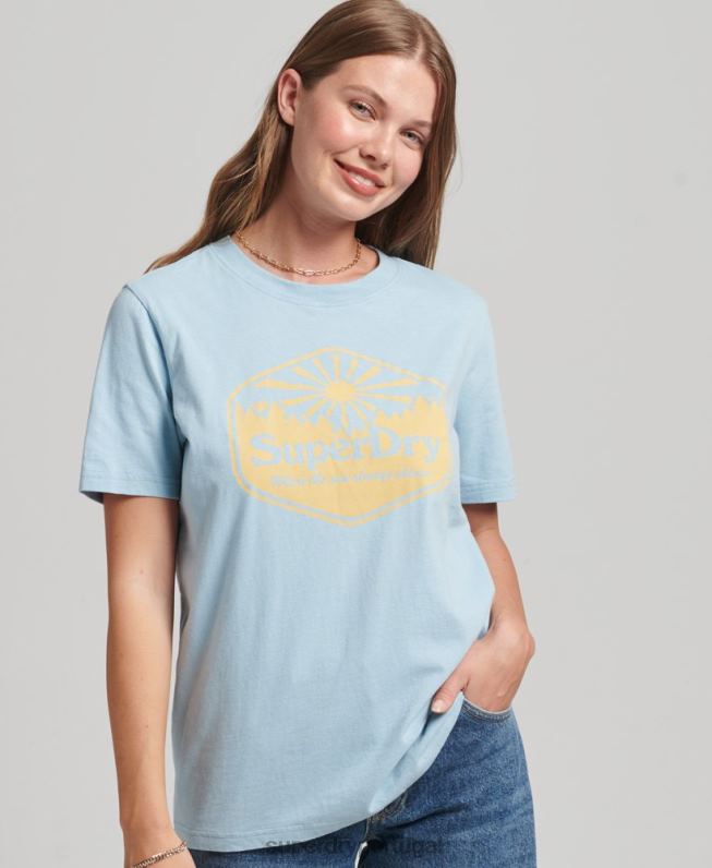 camiseta de viagem mulheres azul roupas Superdry 2208H6213