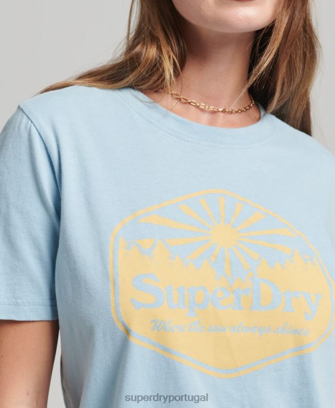 camiseta de viagem mulheres azul roupas Superdry 2208H6213