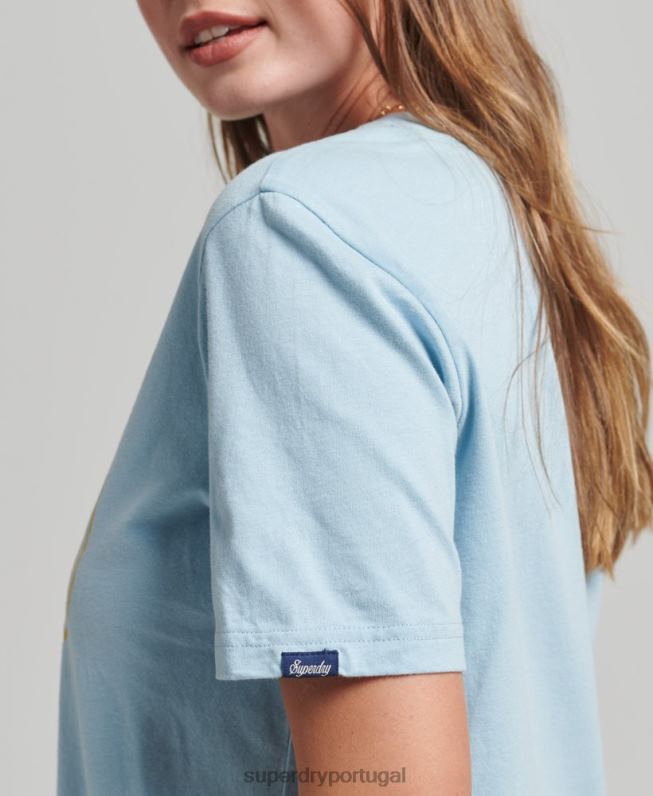 camiseta de viagem mulheres azul roupas Superdry 2208H6213