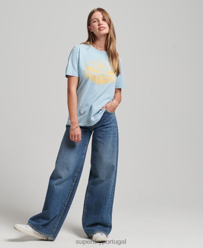 camiseta de viagem mulheres azul roupas Superdry 2208H6213