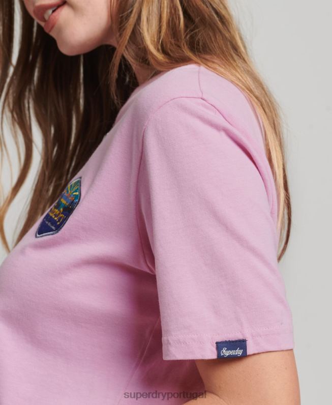camiseta de viagem mulheres rosa roupas Superdry 2208H6192