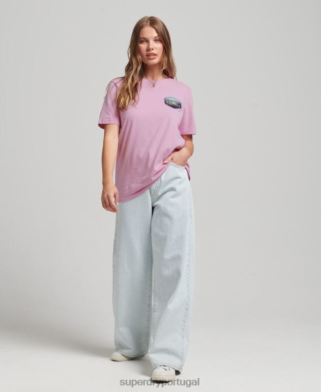 camiseta de viagem mulheres rosa roupas Superdry 2208H6192