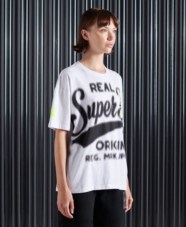 camiseta desconstruída super 5 mulheres branco roupas Superdry 2208H2788