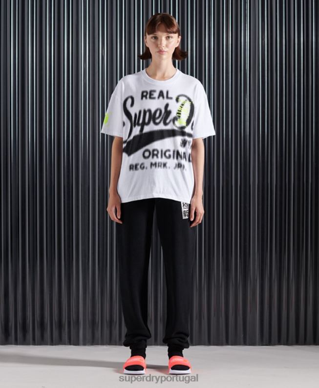camiseta desconstruída super 5 mulheres branco roupas Superdry 2208H2788