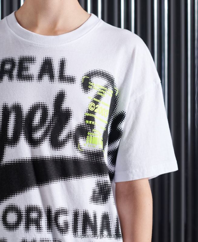 camiseta desconstruída super 5 mulheres branco roupas Superdry 2208H2788