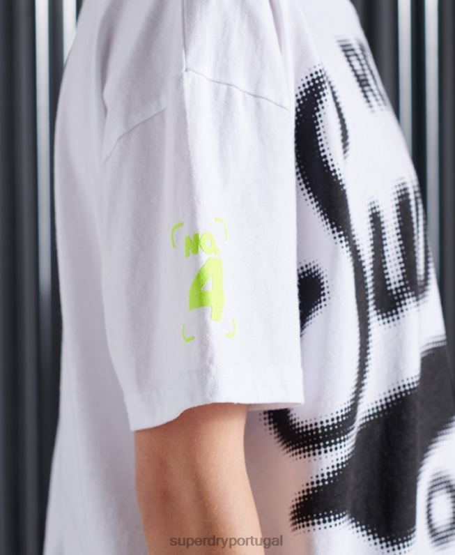 camiseta desconstruída super 5 mulheres branco roupas Superdry 2208H2788