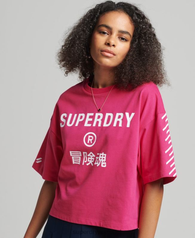 camiseta esportiva core logo mulheres rosa roupas Superdry 2208H2759