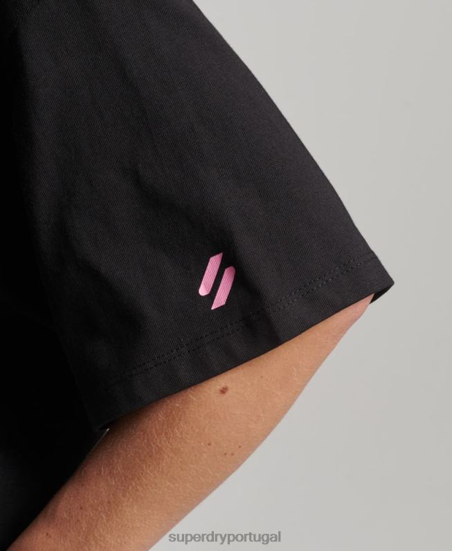 camiseta esportiva de algodão orgânico mulheres preto roupas Superdry 2208H2310