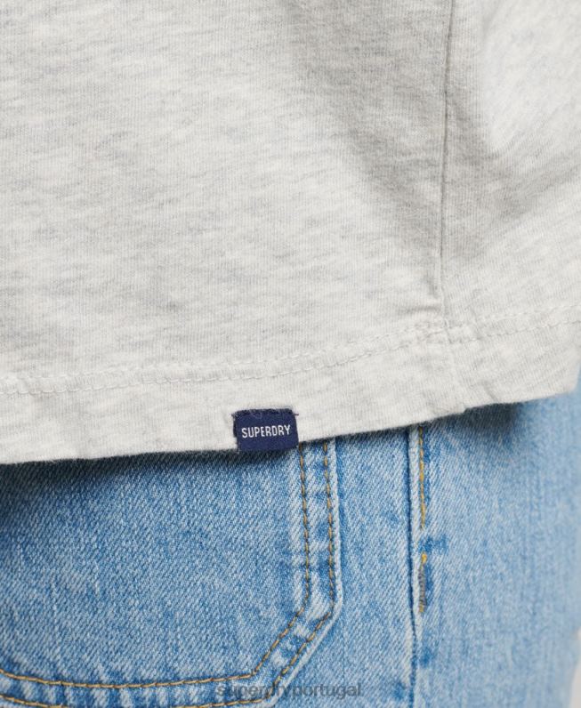 camiseta essencial de algodão orgânico mulheres cinza claro roupas Superdry 2208H6302